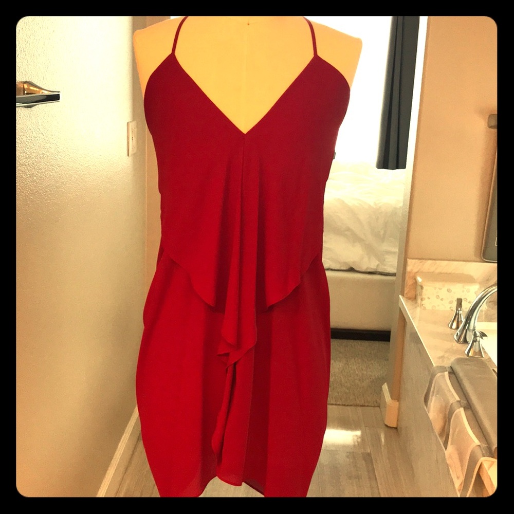 Akira red drape dress